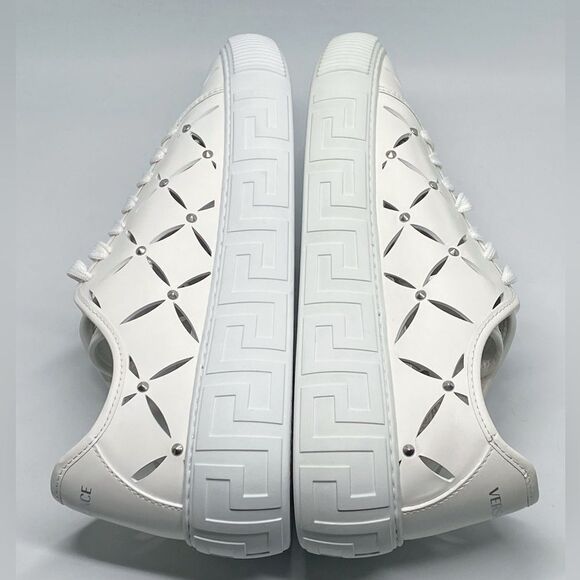 Versace Laser-Cut Low-Top Leather Sneakers size 42/us size 9 - Picture 10 of 14